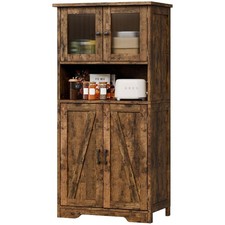 Küchenschrank mit Arbeitsplatte, Küchenbuffet Vitrinenschrank Braun