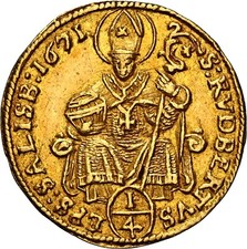 1/4 Dukat 1671 Österreich Salzburg NGC AU Gold Münze (1139)