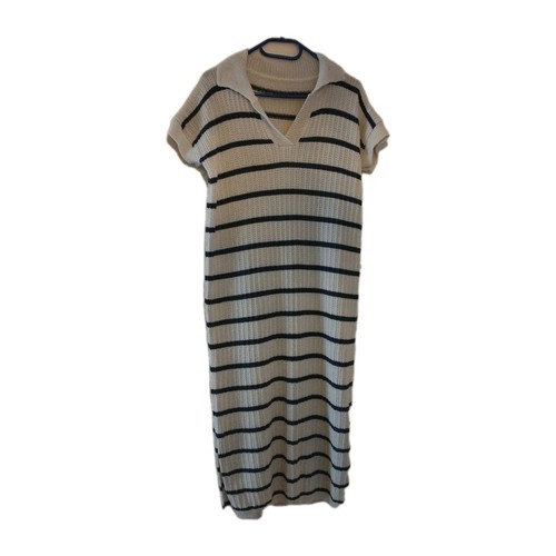 Langes kurzarm strick kleid - langes,