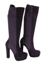 Stephane Kélian Vintage Stiefel Leder Gr. 37,5 schwarz Plateau Stretch  SH897