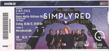 Simply Red   In Concert 2015 Stuttgart  Ticket / Konzertkarte / Eintrittskarte