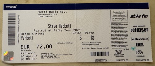 Steve hackett eintrittskarte - steve,