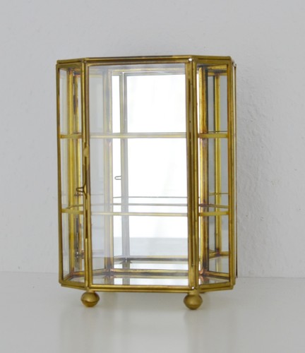 Vintage messing glas vitrine - vintage,