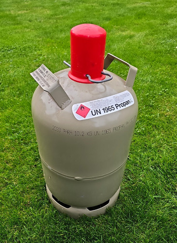 Gasflasche grau mit - kg, gasflasche,