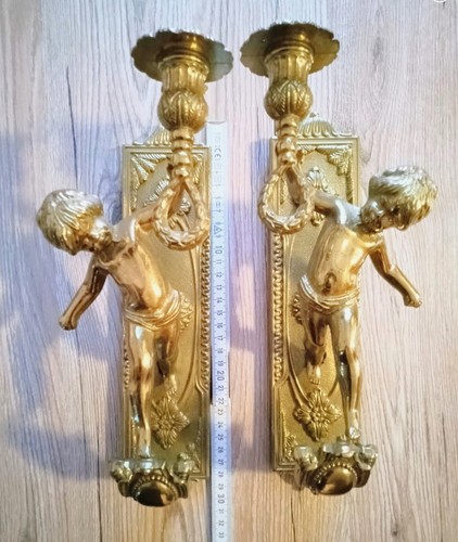Paar messing kerzenhalter - 1,