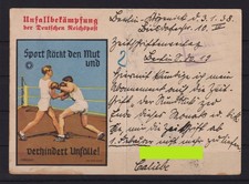 AP948) Deutsches Reich Karte Werbung für Sport Motiv Boxen Unfallverhinderung