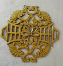 XXL Verzierung Holz geschnitzt Blume Schnitzerei Vintage Ornament Möbel Tür C5