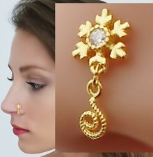 925 Echt Silber Vergoldet Schneeflocke Nasenpiercing Nasenstecker Piercing Gold 