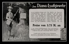 Alte Werbung Reklame 1910 Das Diana-Luftgewehr  Mayer & Grammelspacher Rastatt