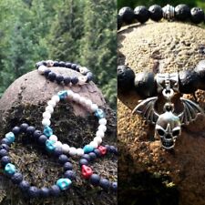 Armband Totenkopf Edelstein 8mm Pirat Schädel Skull Gothic Freibeuter Piraten 