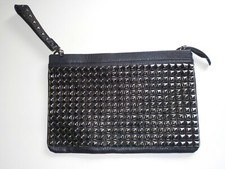 Designer Vintage LuxusTasche Men Unisex Hand Bag Clutch Kunst-Leder Nieten black