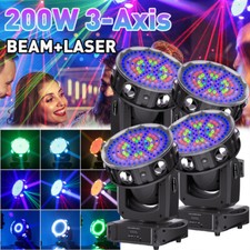 4x 200W 3-Achsen Laser Beam Moving Head RGBW Scheinwerfer LED DMX DJ Bühnenlicht