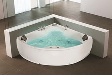 Whirlpool Eck Badewanne mit 12 Massage Düsen LED Eckbadewanne Hot Tub Eckmontage