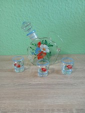 Altes Likörservice Karaffe und 3 Gläser handbemalt.