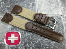 Neu braun Lederband Nylon Uhrenarmband 21mm 22mm Wenger Swiss Army beige