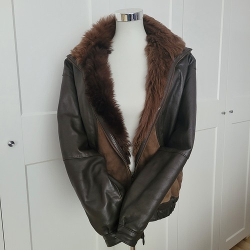 Vintage shearling lederjacke - shearling, m