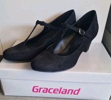 Graceland Spangenschuh Gr. 38 Velour Pumps Schwarz