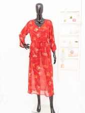 Gudrun Sjoden Tunika-Kleid Krepp transparent rot Blumen V-Ausschnitt...