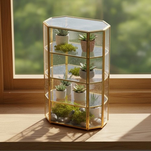 Glasvitrine kompakt goldfarben - kompakt,