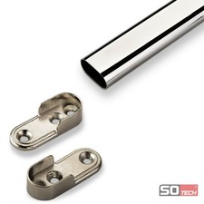 Garderobenstange Kleiderstange Schrankrohrlager Schrankstange Stahl Rohr oval