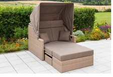 Gartenlounge Set, 2Sitzer mit Überdachung, Kissen, umbaubar mit Bank, Tisch