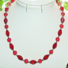 Halskette Kette Glas Rhomben