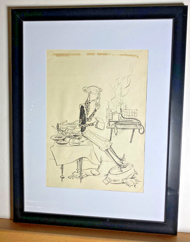 Original hausfrau karikatur - hausfrau,