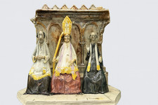 Toni Moretto signierte Keramikskulptur – Geistliche Satire – 24 cm