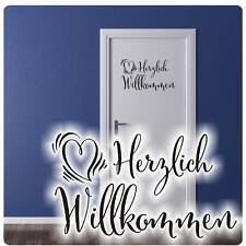 Türaufkleber Herzlich Willkommen Wandaufkleber Flur Herz  Herzen Welcome T400 
