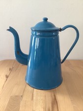 Emaille sehr große alte antike Kaffeekanne ca 29 cm hellblau
