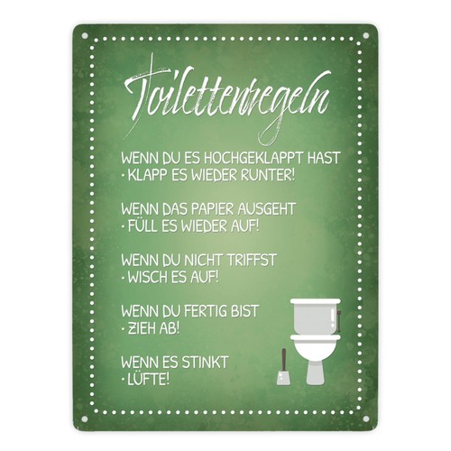 Toilettenregeln metallschild - toilettenregeln,