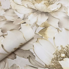 Creme Gold Floral Tapete 3D