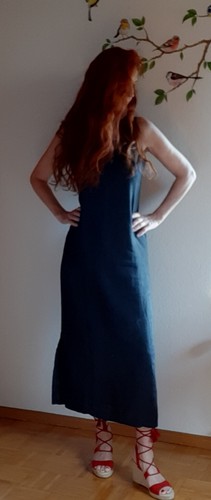 Schwarzes leinen kleid lang - schwarzes,
