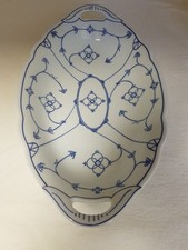 SERVIERPLATTE OSCAR SCHALLER BAVARIA INDISCH BLAU STROHBLUME VINTAGE