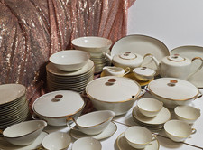 Hutschenreuther Favorit 1930–40 Elfenbein Goldrand Porzellan  Einzelteile