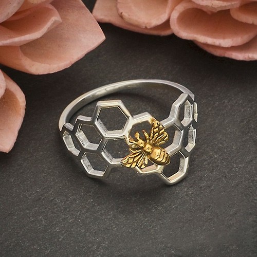 925 sterling silber waben ring - 925,
