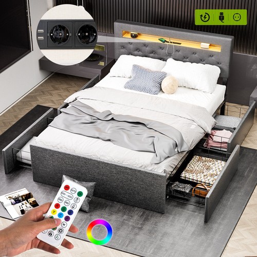 Polsterbett einzelbett mit led - polsterbett,