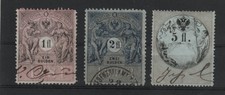 Österreich Lot von 3 klassischen Fiskalmarken (ca. 1881)  1–5 Gulden, gebraucht