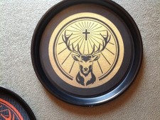 Jägermeister Bar Untersetzer Service Tablett  37cm Durchmesser Goldfarben