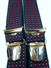 ab 8,00€ Hosenträger  breit blau m. Streifen mit 4 extra starken Clips ca.35mm