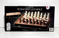 Schachspiel - Schachbrett aus Holz - klappbar - ca. 30x30 cm - Premium Edition