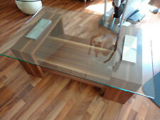 Couch Sofa Tisch Glasplatte nussbaum