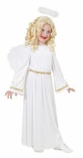 Engelskleid Pannesamt weiß mit Borte Kinder Mädchen Christkind Fasching Karneval
