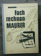 Fachrechnen Maurer 1.-4. Ausbildungsabschnitt Fachbuch 1953 DDR Mauer Mörtel 