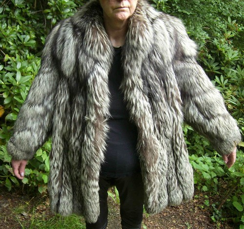 Echte pelzjacke silberfuchs - pelzjacke,