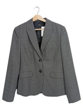 Esprit Blazer Damen Grau Kariert Gr. 40 Business Langarm Polyester