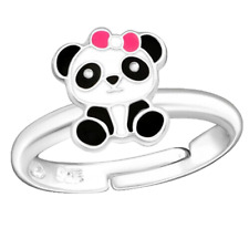 Panda Kinder Mädchen Fingerring 925 Sterling Silber Kinderschmuck Pandabär Ring