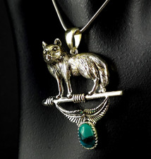 Anhänger Silber Sterling Türkis Wolf Pfeil plastisch - prächtig & auffällig