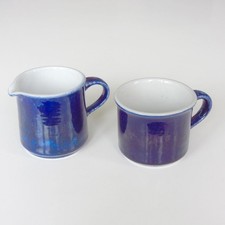2-teiliges Teeservice Kaffeeservice blau Porzellan, Tasse und Milchkännchen