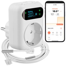 revolt WLAN-Steckdosen-Thermostat für Heiz- & Klimageräte, App, 2 Sensoren